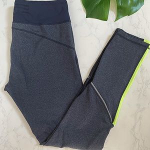 EUC!  Kyodan Run Leggings Navy & Neon Accent
